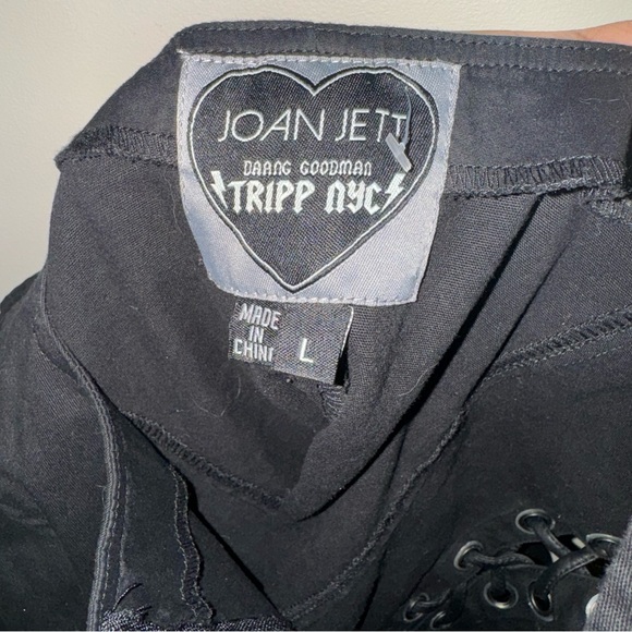 Tripp NYC Joan Jett Black and Faux Leather Lace Up Vest Tank Corset Large - Picture 5 of 6